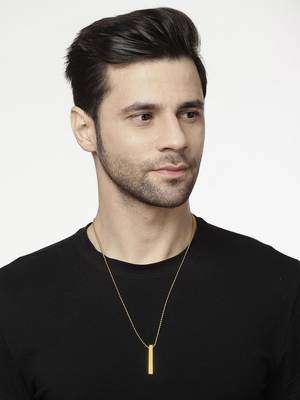 Men gold plated geomatric pendent with chain 2