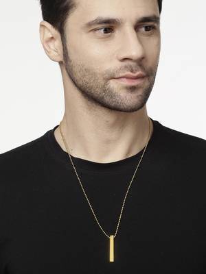 Men gold plated geomatric pendent with chain 3