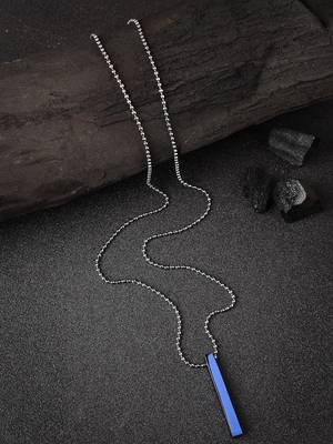 Men blue plated geomatric pendent with chain 1