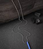 Men blue plated geomatric pendent with chain