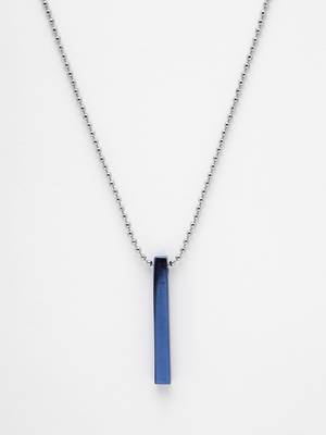 Men blue plated geomatric pendent with chain 4