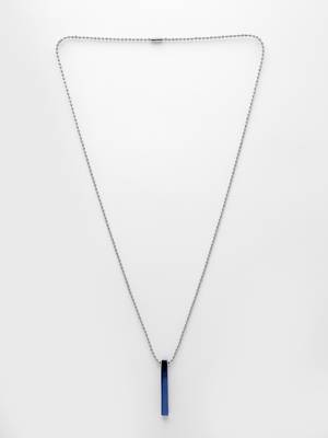 Men blue plated geomatric pendent with chain 5