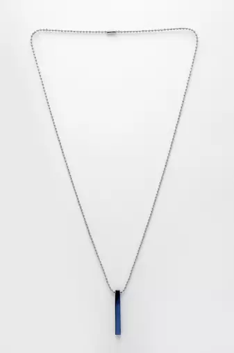 Men blue plated geomatric pendent with chain