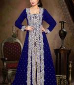 Navy-Blue color luxurious Handmade Moroccan Kaftan with hijjab