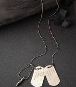 Men silver plated milletry style pendent with chain
