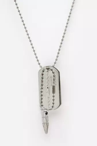 Men silver plated milletry style pendent with chain