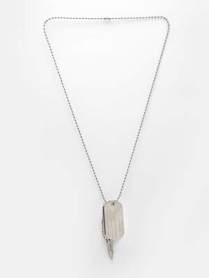 Men silver plated milletry style pendent with chain 5