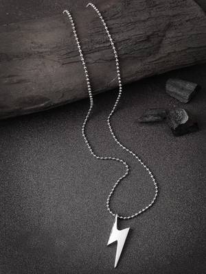 Men silver plated flash pendent with chain 1