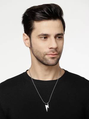 Men silver plated flash pendent with chain 2