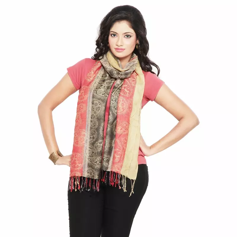 Paisley Designs Reversible Multi Color Silk Stole Diwali Gift 166