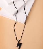 Men black plated flash pendent with chain