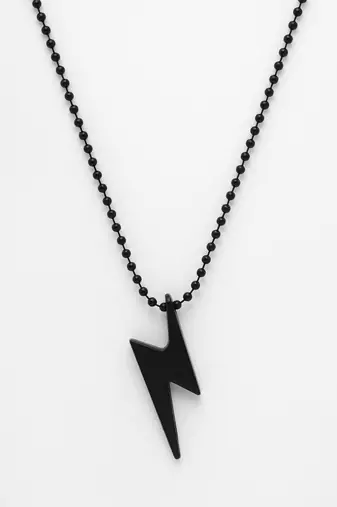 Men black plated flash pendent with chain