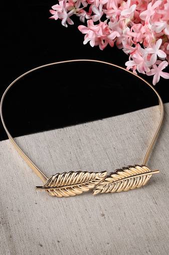 Women's circular gold plated stretchable metal belt