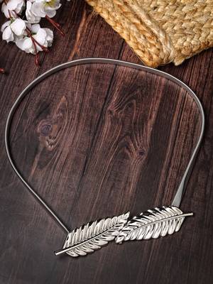 Women silver plated circular stretchable metal belt 1
