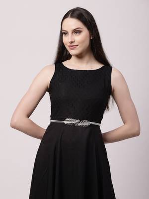 Women silver plated circular stretchable metal belt 2