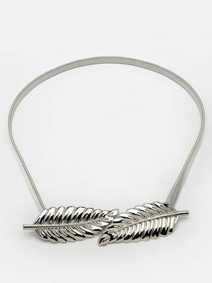 Women silver plated circular stretchable metal belt 4