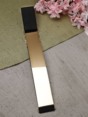 Women circular gold plated adjustable broad belt 1