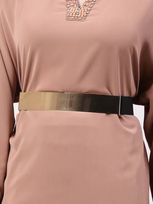 Women circular gold plated adjustable broad belt 3
