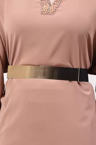 Women circular gold plated adjustable broad belt