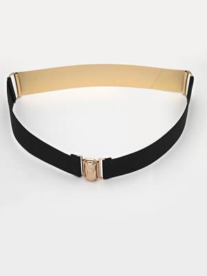 Women circular gold plated adjustable broad belt 4