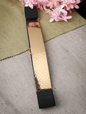 Women's circular gold plated adjustable broad belt 1