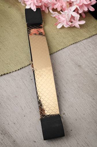 Women's circular gold plated adjustable broad belt