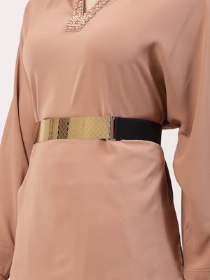 Women's circular gold plated adjustable broad belt 3