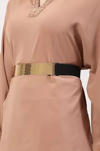 Women's circular gold plated adjustable broad belt