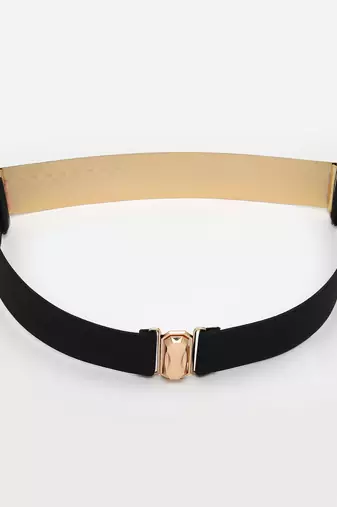 Women's circular gold plated adjustable broad belt