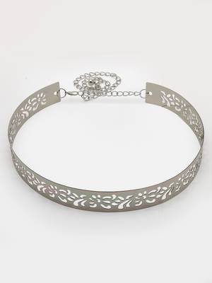 Women circular silver- plated adjustable broad  belt 4