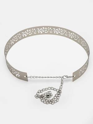 Women circular silver- plated adjustable broad  belt 5