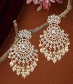 Women gold-plated kundan chandbali earrings