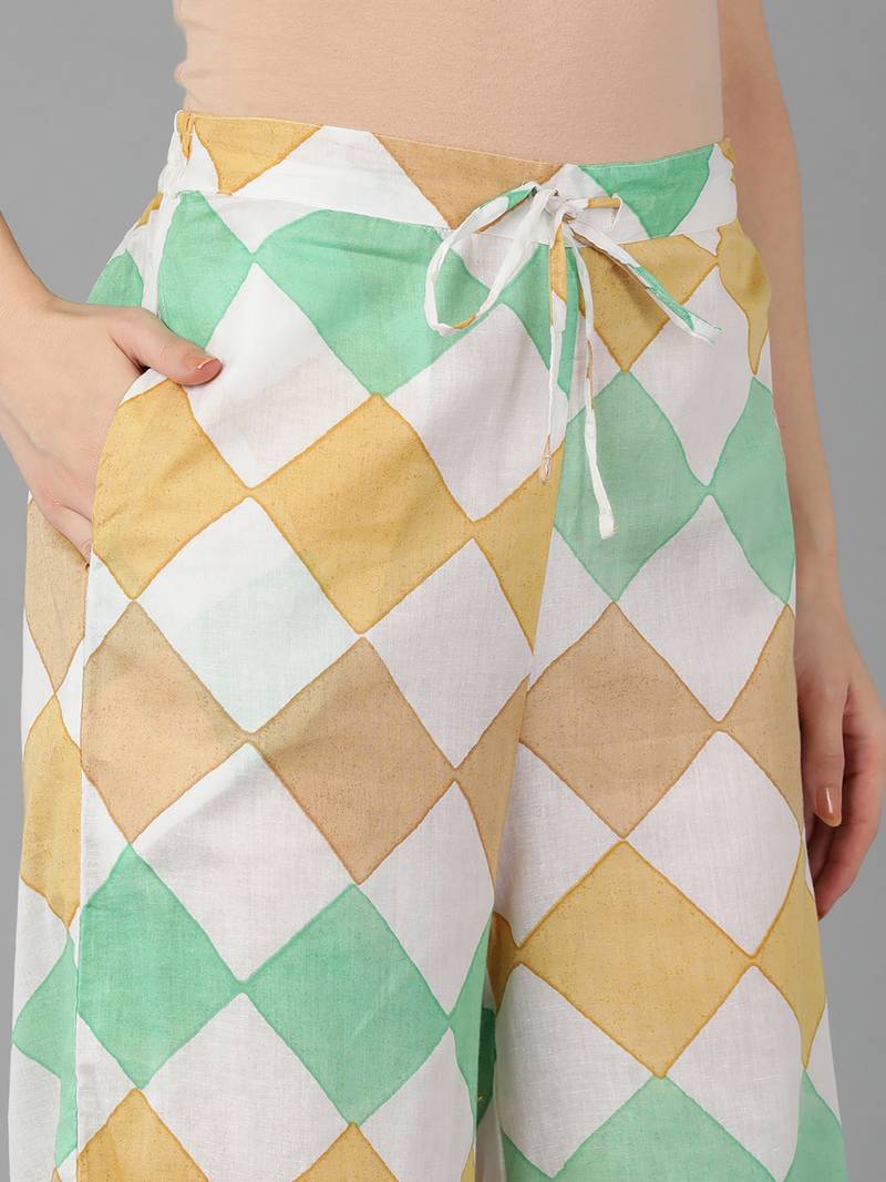 white checked pure cotton fancy kurta with palazzo set