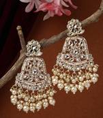 Women gold-plated kundan drop earrings