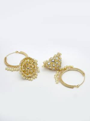 women gold-plated handcrafted  dome shaped kundan jhumka earrings 5