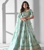 EILARA CHARMING SKY BLUE ORGANZA WITH SEQUANCE AND MULTI EMBROIDERY WORK LEHENGA CHOLI FOR WEDDING