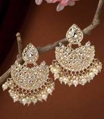 Women gold-plated kundan chandbalis earrings