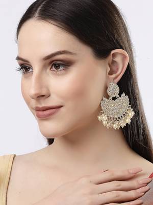 Women gold-plated kundan chandbalis earrings 3