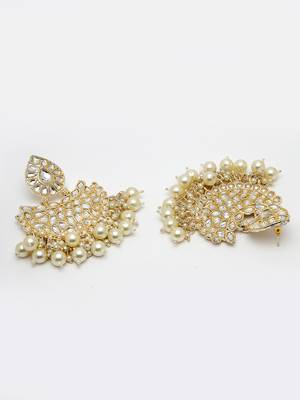 Women gold-plated kundan chandbalis earrings 5