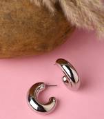 Women silver-plated circular-shaped half hoop earrings