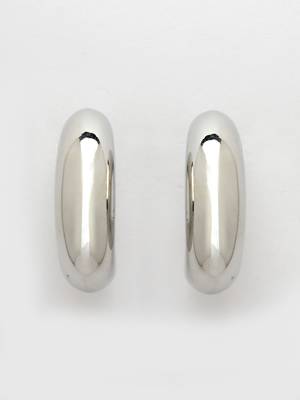 Women silver-plated circular-shaped half hoop earrings 4