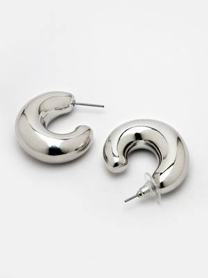 Women silver-plated circular-shaped half hoop earrings 5