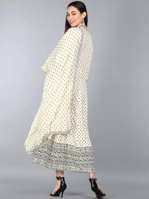 beige ethnic motifs pure cotton fancy kurta with dupatta set 3