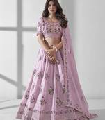 EILARA CHARMING PINK ORGANZA WITH SEQUANCE AND MULTI EMBROIDERY WORK LEHENGA CHOLI FOR WEDDING