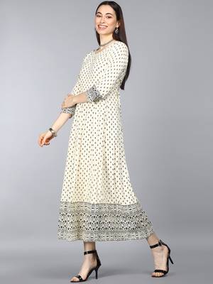 beige ethnic motifs pure cotton fancy kurta with dupatta set 4