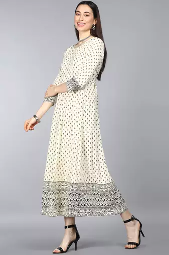 beige ethnic motifs pure cotton fancy kurta with dupatta set