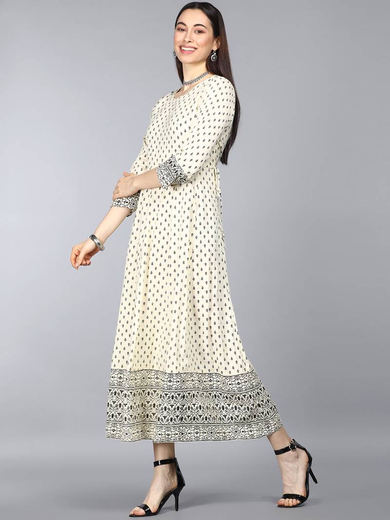 beige ethnic motifs pure cotton fancy kurta with dupatta set