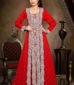 Red color luxurious Handmade Moroccan Kaftan  with hijjab
