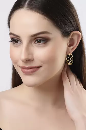 Women gold-plated contemporary half hoop earrings