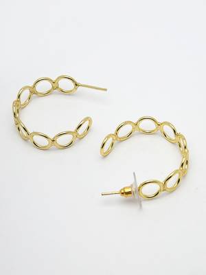 Women gold-plated contemporary half hoop earrings 4